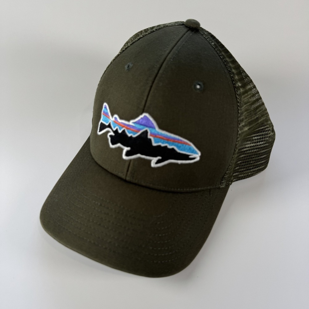 PATAGONIA Fitz Roy Trout Trucker Snapback Hat Adjustable Fish Logo Unisex‎ Green